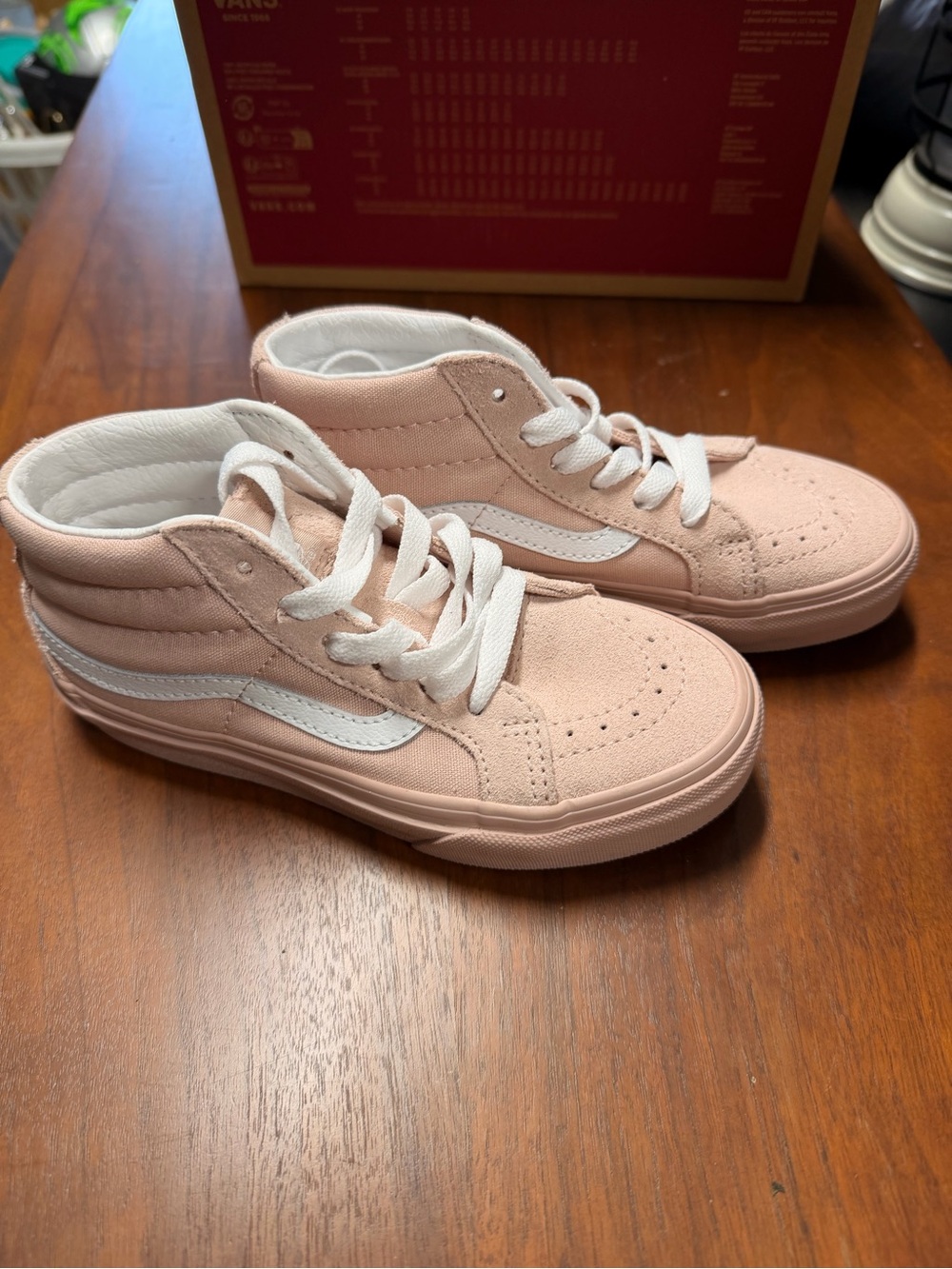 Vans Pink Suede Sk8-Hi Sneakers with White Stripe